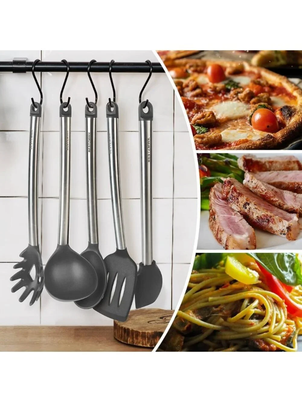 Kitchen Utensil Set-Silicone Cooking 33 Nonstick Kitchen Gadgets & Spoons Gray